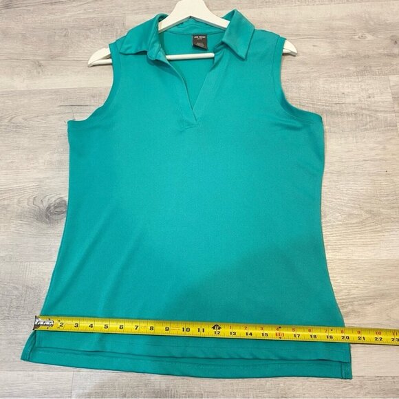 Sleeveless Collared Shirt in Teal Size L Perfect for Golf or Tennis - Picture 9 of 14